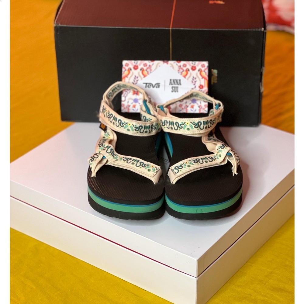 Teva Sandals Flatform Ana Sui Teal NEW